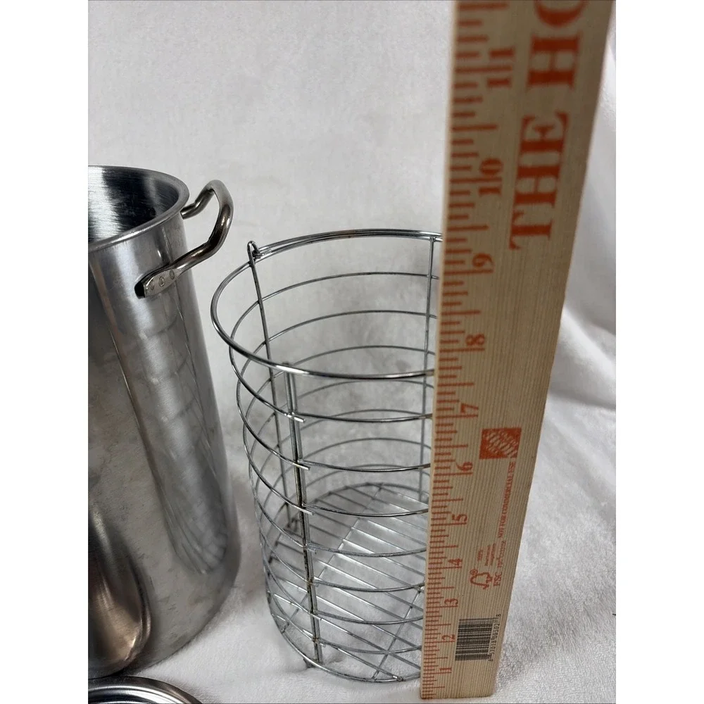 Stainless Steel Tall Vegetable Steamer With Wire Basket Asparagus Corn Pasta GUC